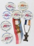 7 Vintage Racing Buttons  Ribbons