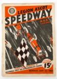 1931 Legion Ascot Speedway Auto Race Program