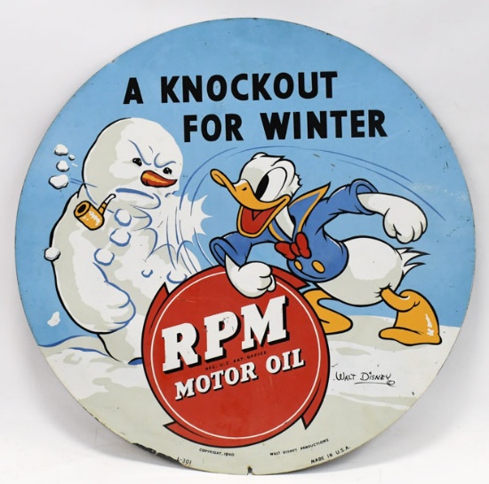 SST Walt Disney Donald Duck RPM Motor Oil Sign