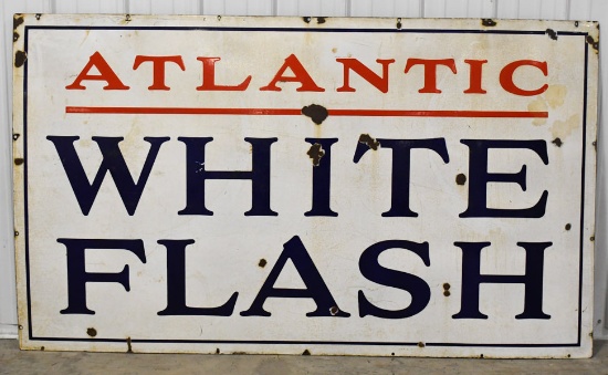 6ft Vintage SSP Atlantic White Flash Gasoline Sign