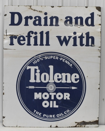 Vintage SSP Tiolene Motor Oil Sign 43x34