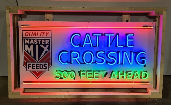 Custom Cattle Crossing Tin Neon Sign