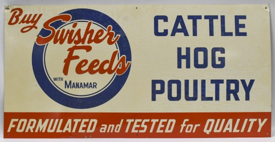 Vintage SST Swisher Feeds Cattle Hog Poultry Sign