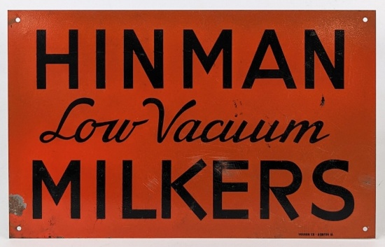 Vintage SST Hinman Milkers Advertising Sign