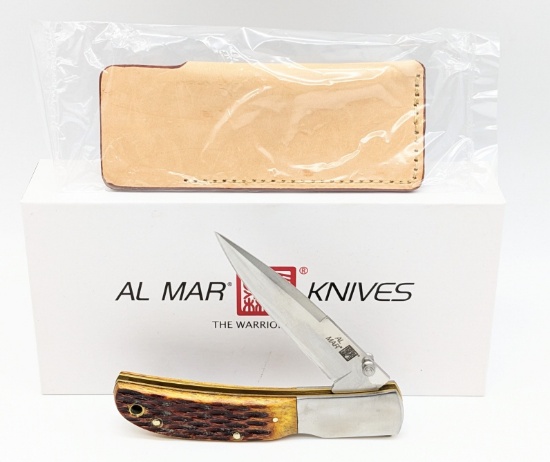 NIB Al Mar Falcon Honey Jig Bone Lockback Knife