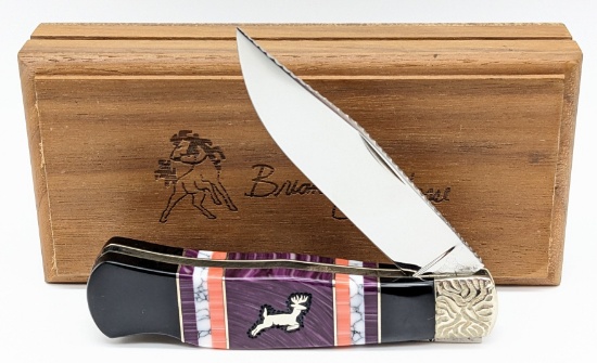 Ltd Queen Cut Brian Yellowhorse Custom Inlay Knife