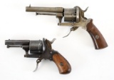 (2) Antique European 7mm Pinfire Revolvers