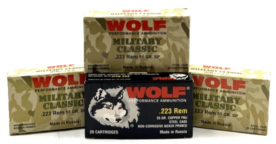 (4) Wolf Military Classic & Performance 223 Ammo