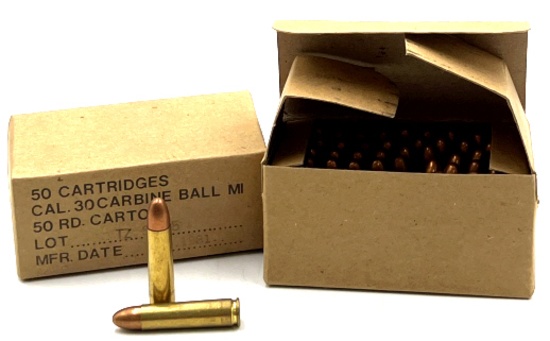 (2) M1 Carbine 30 Caliber Ball Ammo 100 Ct