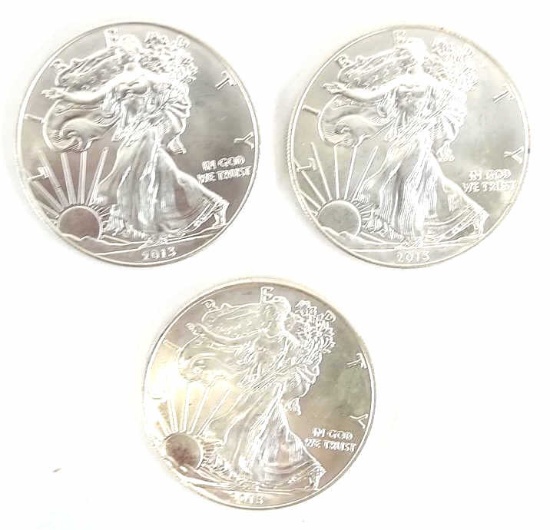 (3) 2013 One Ounce American Silver Eagle Dollars