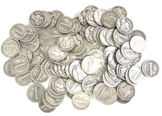 $10 Face Value 90% Silver Mercury Dimes