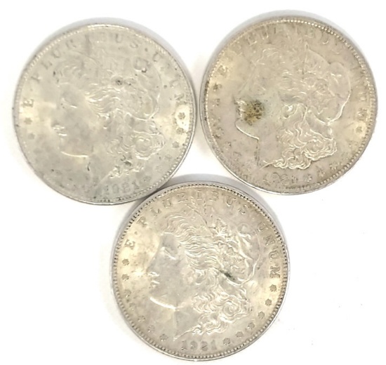 (3) 1921 U.S. Morgan Silver Dollars