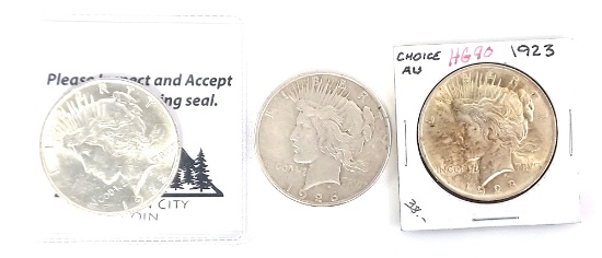 1923, 1922 & 1926 Peace Silver Dollars