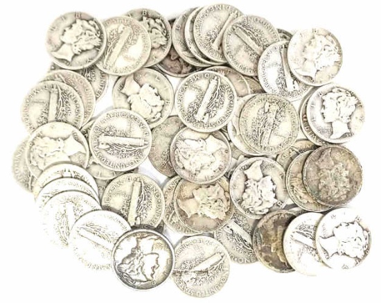 $5 Face Value 90% Silver Mercury Dimes