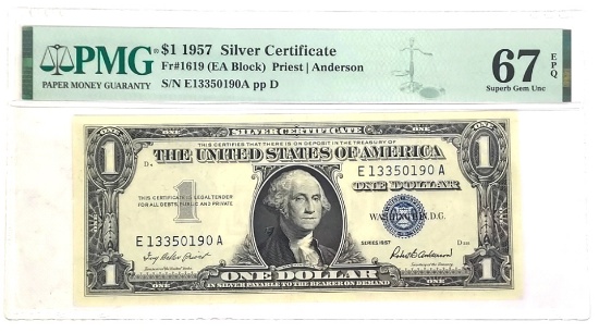 1957 $1 United States Silver Certificate PMG 67