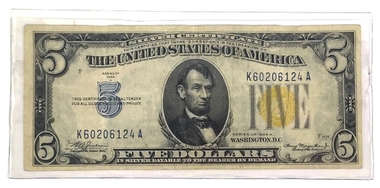 1934 A $5 U.S. North Africa Silver Certificate
