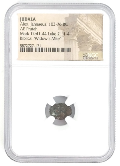NGC Judaea Alex Jannaeus 103-76 BC Widow's Mite