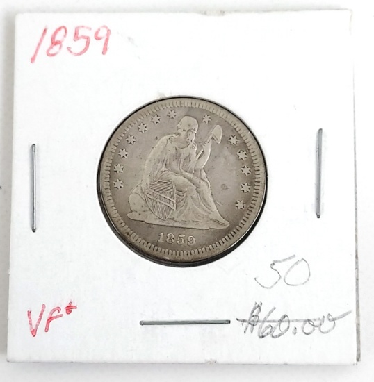 1859 U.S. Seated Liberty Silver Quarter