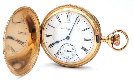 14K Gold Elgin Grade 155 Hunting Case Pocket Watch
