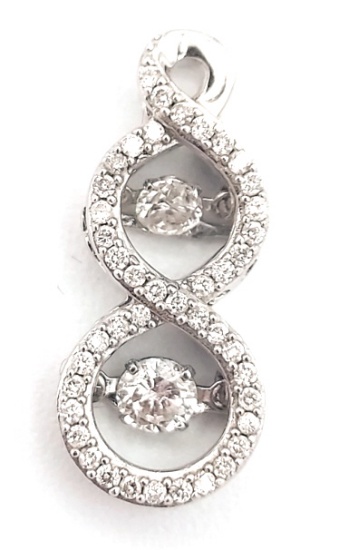 14K White Gold Infinity White Sapphire Pendant
