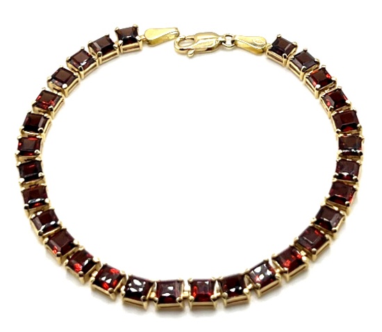 14K Yellow Gold and Garnet Tennis Bracelet