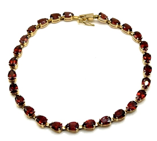 14K Yellow Gold and Garnet Tennis Bracelet