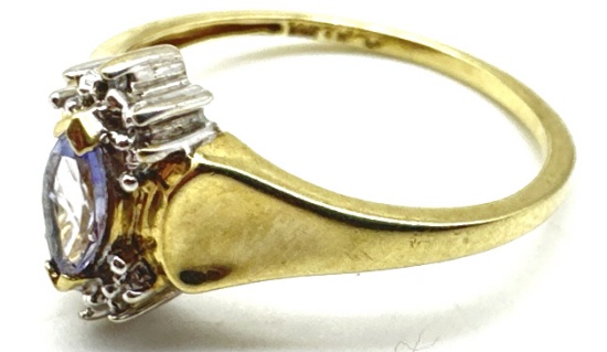 10K Yellow Gold Tanzanite Statement Ring