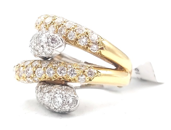 18K White & Yellow Gold Diamond Cocktail Ring