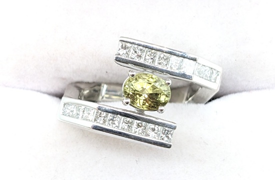 Platinum 1.10 Carat Alexandite & Diamond Ring