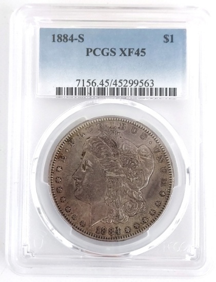 1884-S U.S. Morgan Silver Dollar PCGS XF 45