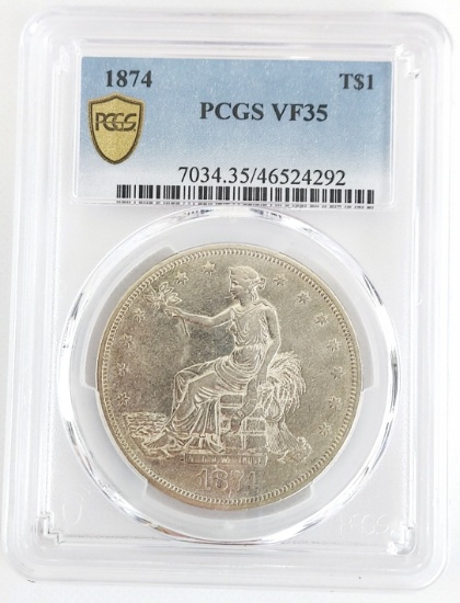 1874 U.S. Silver Trade Dollar PCGS VF 35