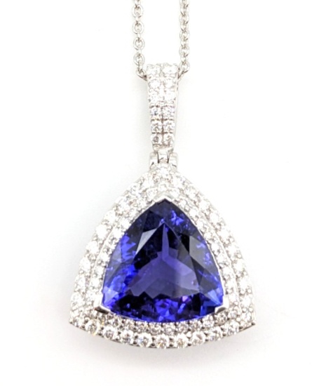 Platinum Tanzanite & Diamond Pendant Necklace