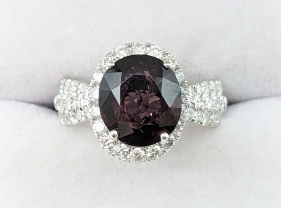 14K White Gold 3.47 Carat Spinel & Diamond Ring