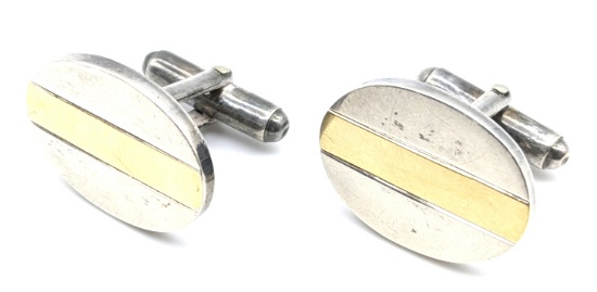 18K Gold Stripe and Sterling Tiffany Cufflinks