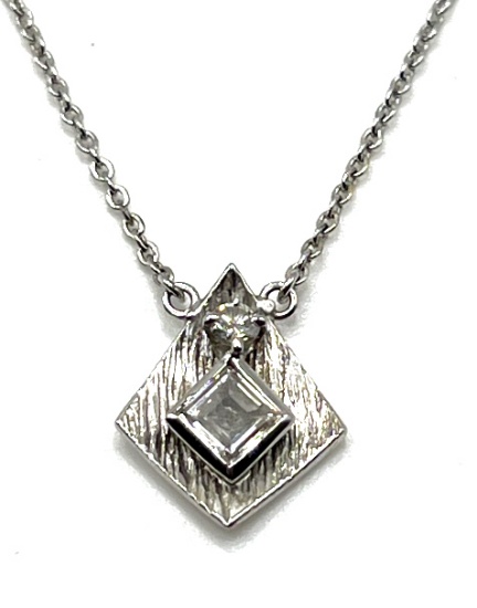 14K White Gold and Diamond Necklace