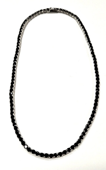 Sterling Silver Onyx Tennis Necklace