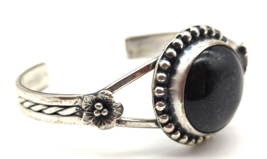 Sterling Silver Onxy Cuff Bracelet