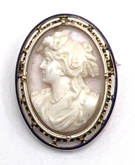 10K Yellow Gold Cameo Brooch