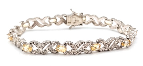 6.01ct Genuine Citrine Diamond Bracelet
