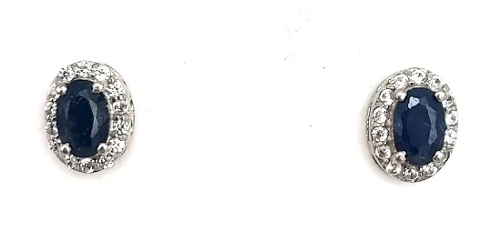 Sterling Silver 1.50ct Genuine Sapphire Earrings