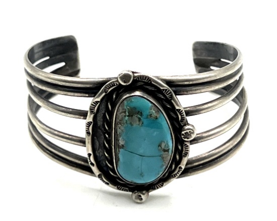 Sterling Silver Native American Turq Cuff Bracelet