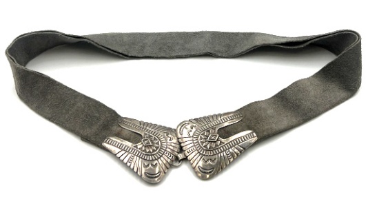 Sterling Native American Buckle & Suede Belt