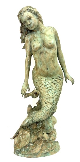 40in Tall Bronze Mermaid Fish Fountain
