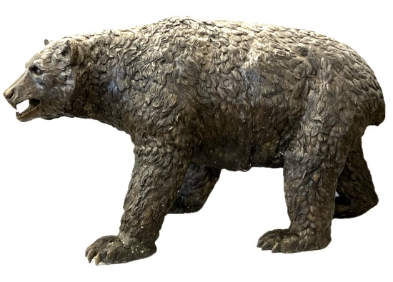 Life-Size Bronze Walking Bear Sculpture