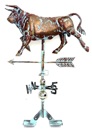 Handcrafted Patina Finish Bull Weathervane
