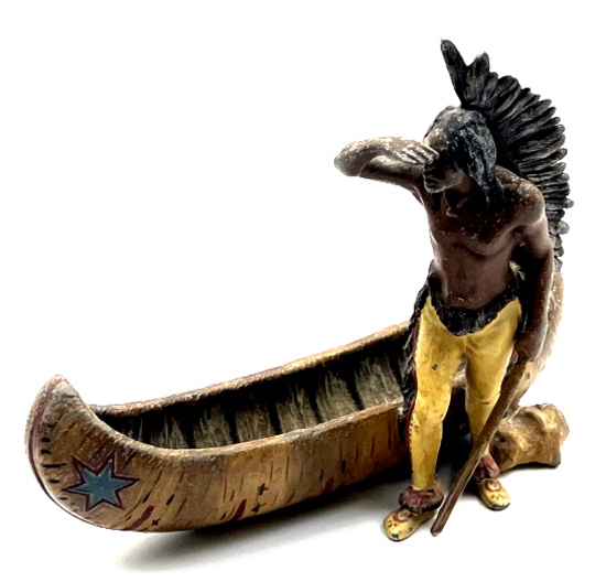 Antique Cast Metal Painted Native American Figure