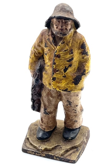 Antique Cast Iron Old Salt Fisherman Doorstop