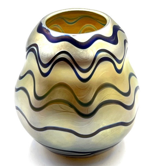1988 Charles Lotton Iridescent Art Glass Vase