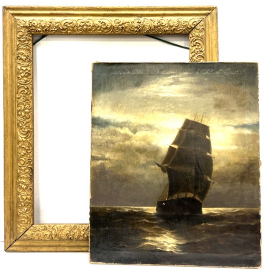 James Gale Tyler Ship at Dusk Oil on Canvas