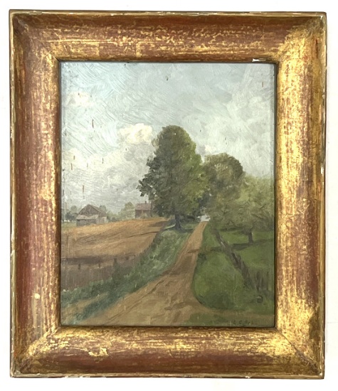 L. Clarence Ball Landscape Oil on Board Painting